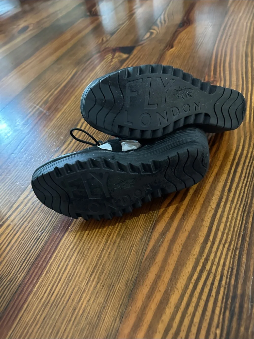 Fly London Black Suede Lace-Up Wedge Sandals